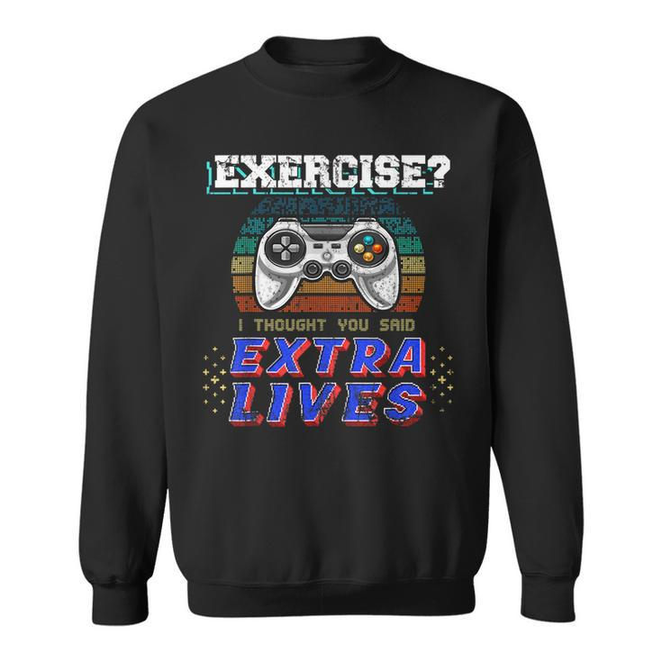 Extra Lives Funny Video Game Controller Retro Gamer Boys  V3 Sweatshirt