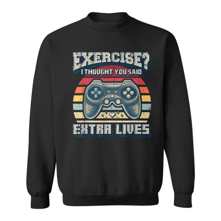 Extra Lives Funny Video Game Controller Retro Gamer Boys  V7 Sweatshirt