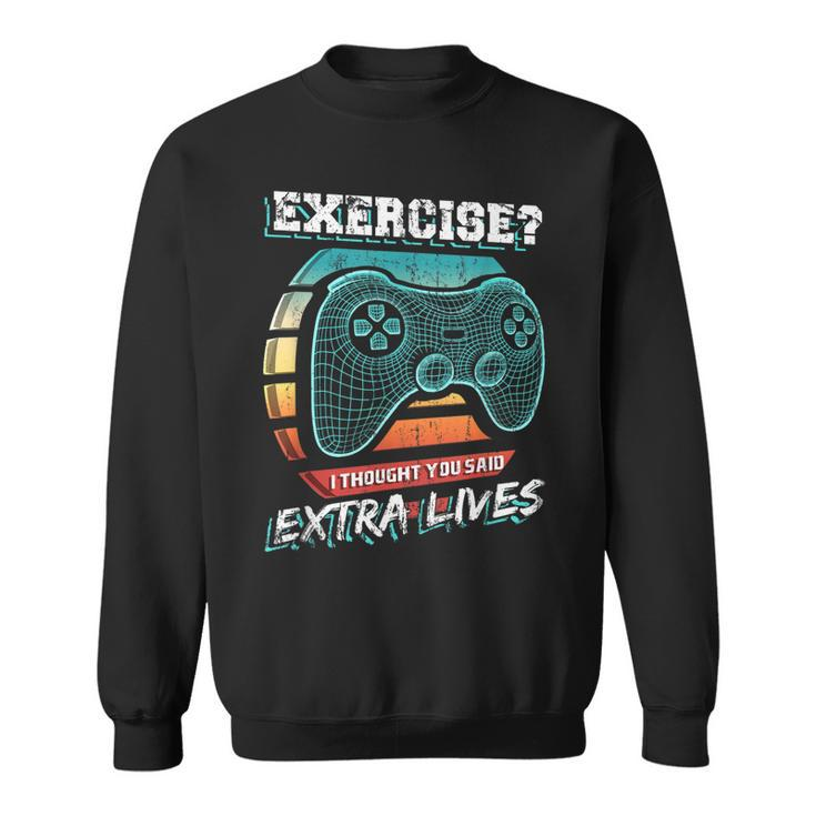 Extra Lives Funny Video Game Controller Retro Gamer Boys  V8 Sweatshirt