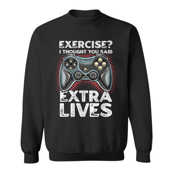 Extra Lives Funny Video Game Controller Retro Gamer Boys  V9 Sweatshirt