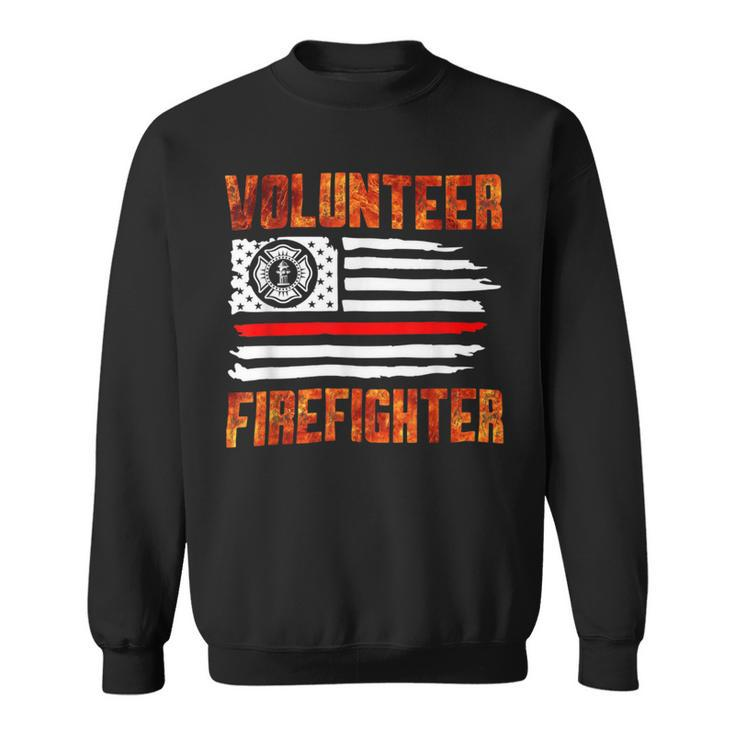 Firefighter Red Line Flag Fireman Wife Girlfriend Volunteer Firefighter Sweatshirt