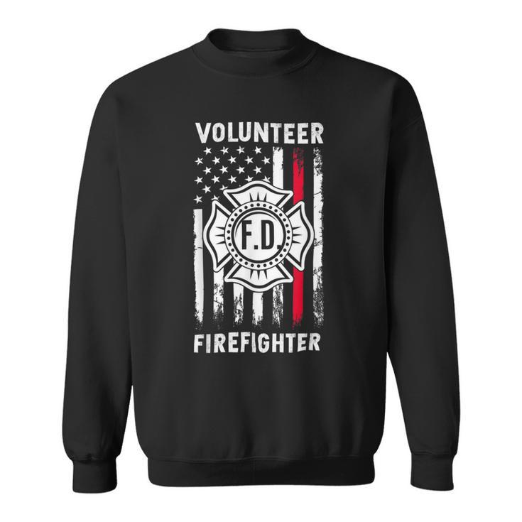 Firefighter Red Line Flag Fireman Wife Mom Volunteer Firefighter V2 Sweatshirt
