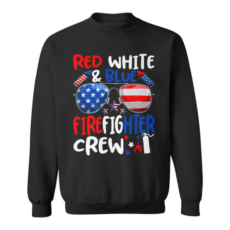 Firefighter Red White Blue Firefighter Crew American Flag V2 Sweatshirt