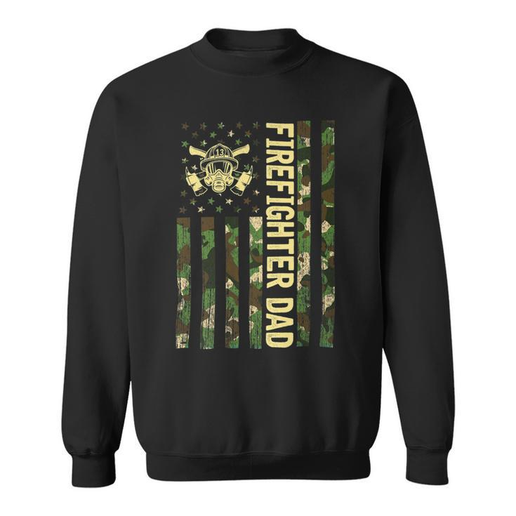 Firefighter Retro Camouflage Usa Flag Firefighter Dad Fathers Day V2 Sweatshirt