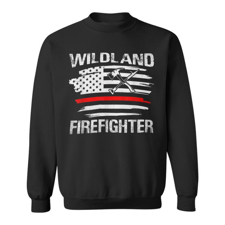 Firefighter Thin Red Line Wildland Firefighter American Flag Axe Fire Sweatshirt