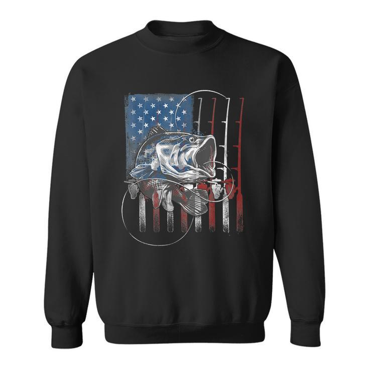 Fishing American Flag Vintage Usa Bass Fisherman Tshirt Sweatshirt
