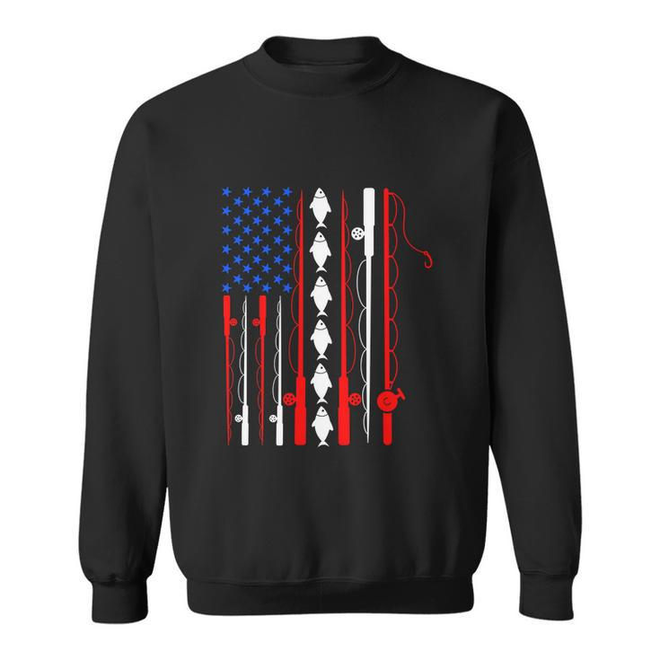 Fishing Lover Usa American Flag Fishing Rod Sweatshirt
