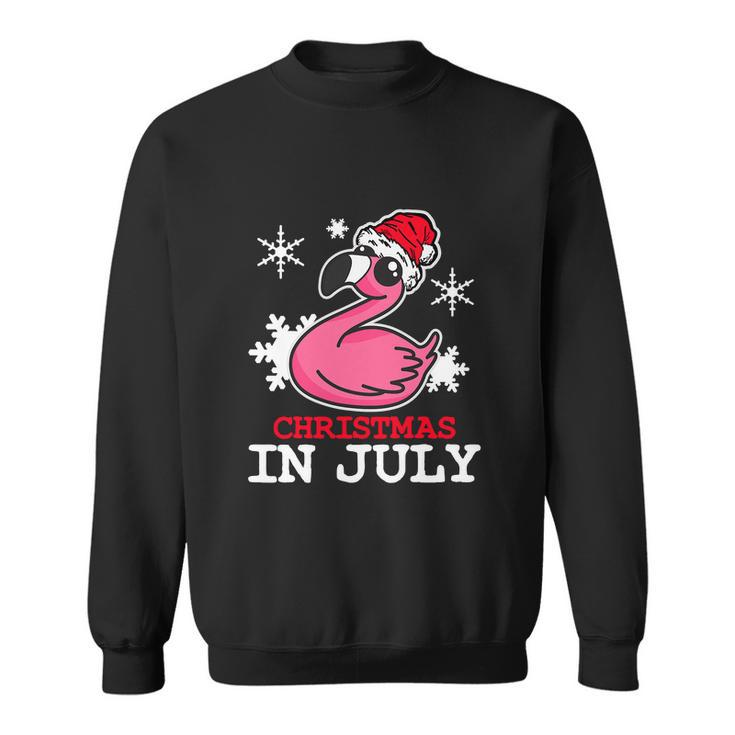 Flamingo Funny Christmas In July Santa Hat Sweatshirt