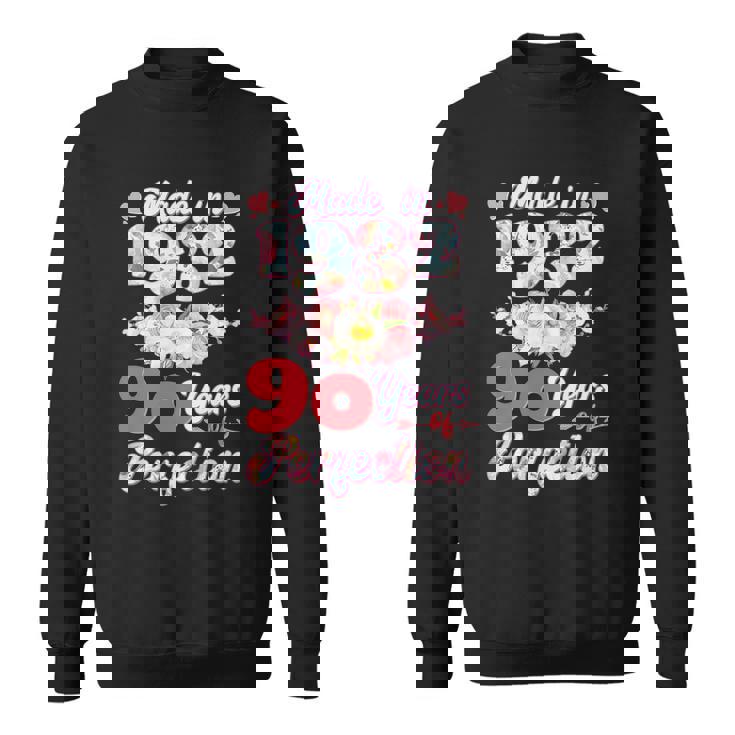 Flower Floral Made In 1932 90 Years Of Perfection 90Th Birthday Graphic Design Printed Casual Daily Basic Sweatshirt