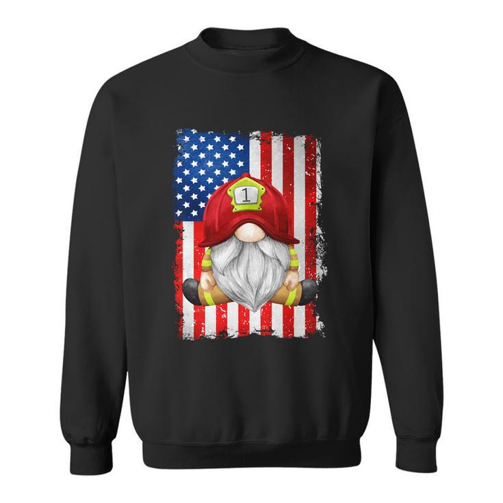 Funny 4Th Of July Gnome Patriotic American Flag Firefighter Gift Sweatshirt