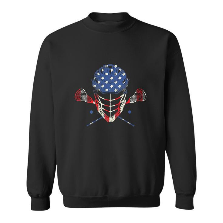 Funny 4Th Of July Lax Helmet Sticks American Flag Lacrosse Sweatshirt