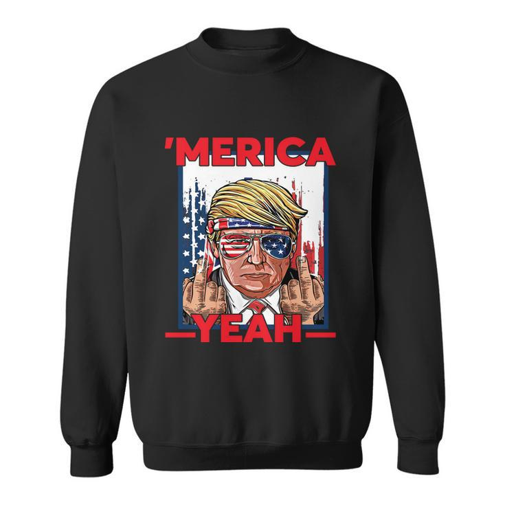 Funny 4Th Of July Patriotic Donald Trump Merica Usa Flag Sweatshirt