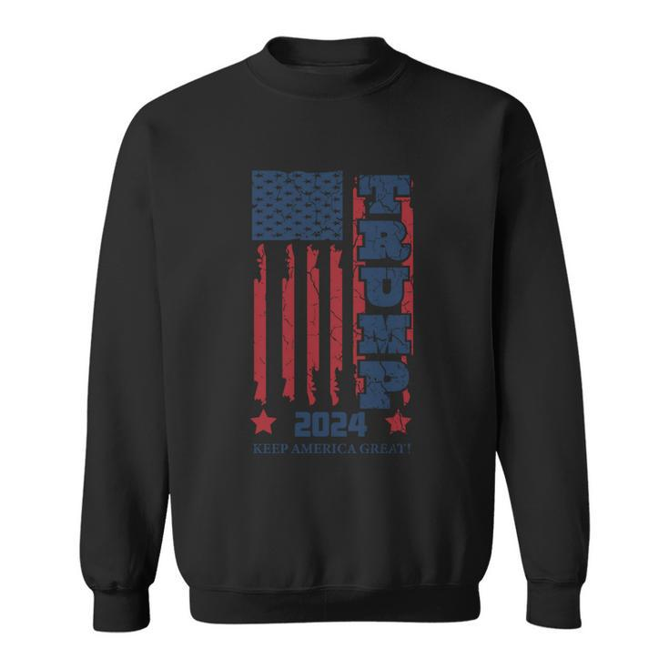 Funny Anti Biden Donald J Trump Distressed Flag Pocket Sweatshirt