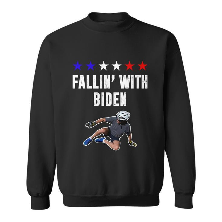 Funny Anti Biden Fallin With Biden Funny Joe Biden Bike Fall Sweatshirt