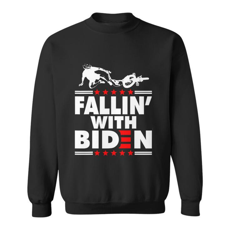 Funny Biden Falls Off Bike Joe Biden Fallin With Biden Sweatshirt