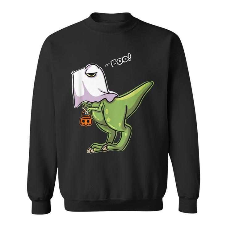 Funny Dinosaur Dressed As Halloween Ghost For Trick Or Treat  Sweatshirt