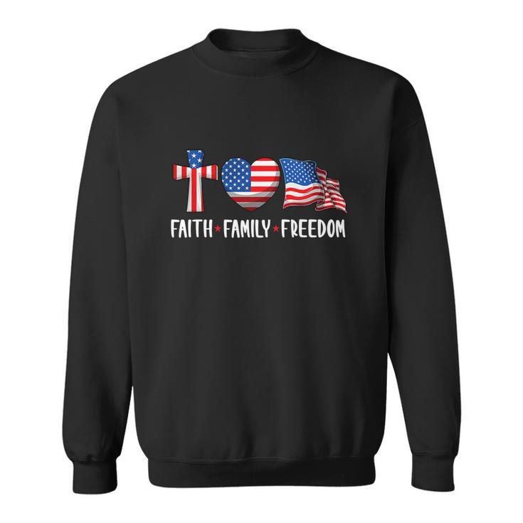 Funny Faith Family Freedom Christian 4Th Of July Sweatshirt