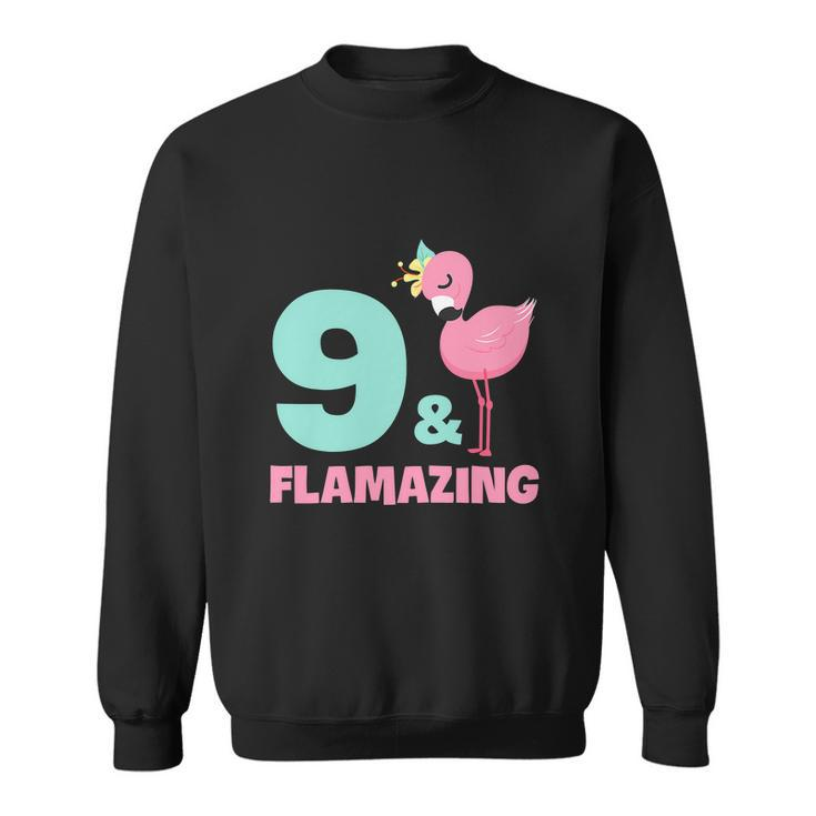 Funny Flamingo Girl Birthday Party 9 Years Old Sweatshirt