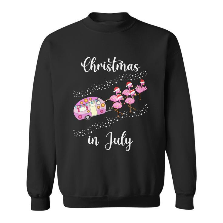 Funny Flamingo Pink Retro Camping Car Christmas In July Great Gift Sweatshirt