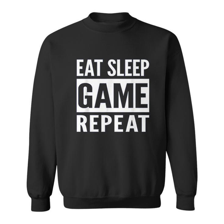 Funny Gamer Gaming Eat Sleep Game Repeat Holiday Gift V2 Men Women Sweatshirt Graphic Print Unisex