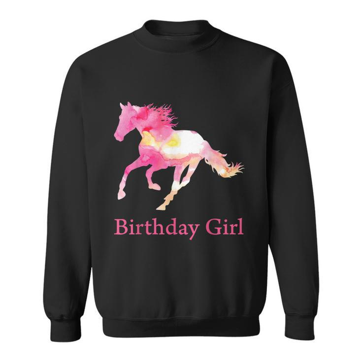 Funny Gift For Girls Kids Birthday Pink Watercolor Horse Gift Sweatshirt