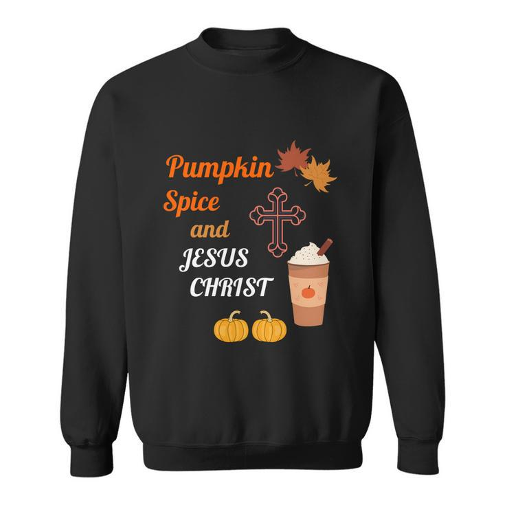 Funny Halloween Cute Pumpkin Spice And Jesus Christ Fall Design  Graphic Design Printed Casual Daily Basic Sweatshirt