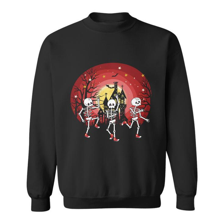 Funny Halloween Dancing Skeletons Funny Halloween Skeletons Min Graphic Design Printed Casual Daily Basic Sweatshirt