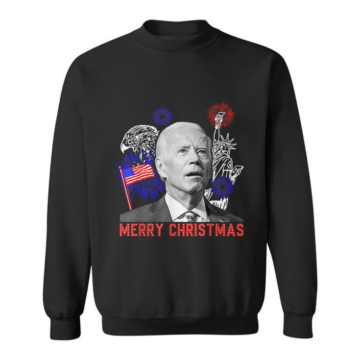 Funny Joe Biden Happy Christmas In July Usa Flag V2 Sweatshirt