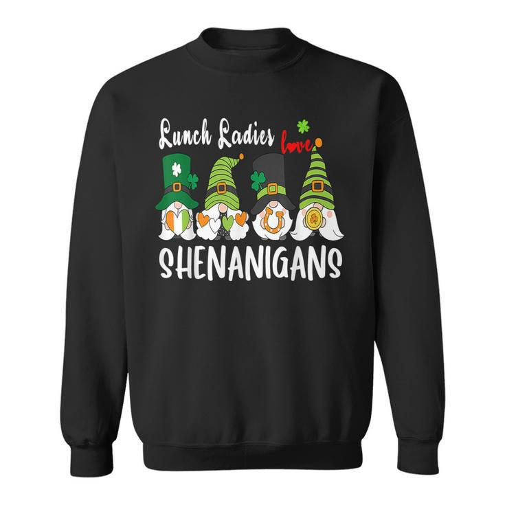 Funny Lunch Ladies Love Shenanigans Gnome St Patricks Day  Men Women Sweatshirt Graphic Print Unisex