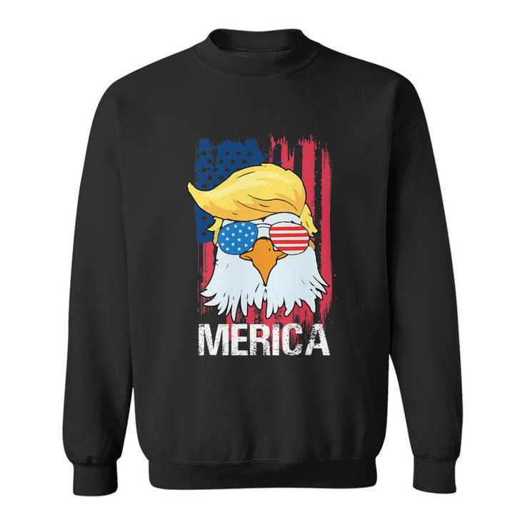 Funny Merica Trump Bald Eagle 4Th Of July Us Flag Men Women Sweatshirt