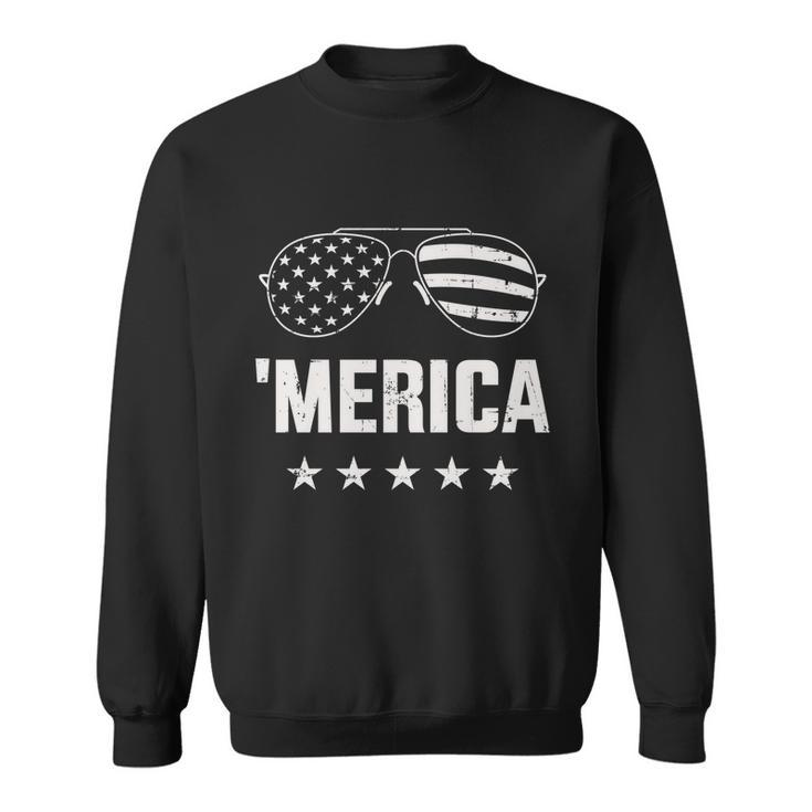 Funny Merica With Sunglasses And Flag For 4Th Of July Sweatshirt