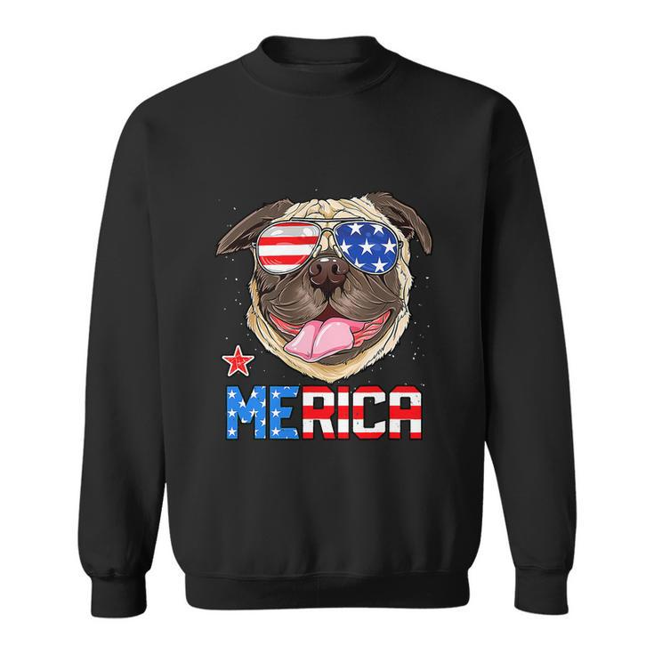 Funny Pug 4Th Of July Merica American Flag Sweatshirt