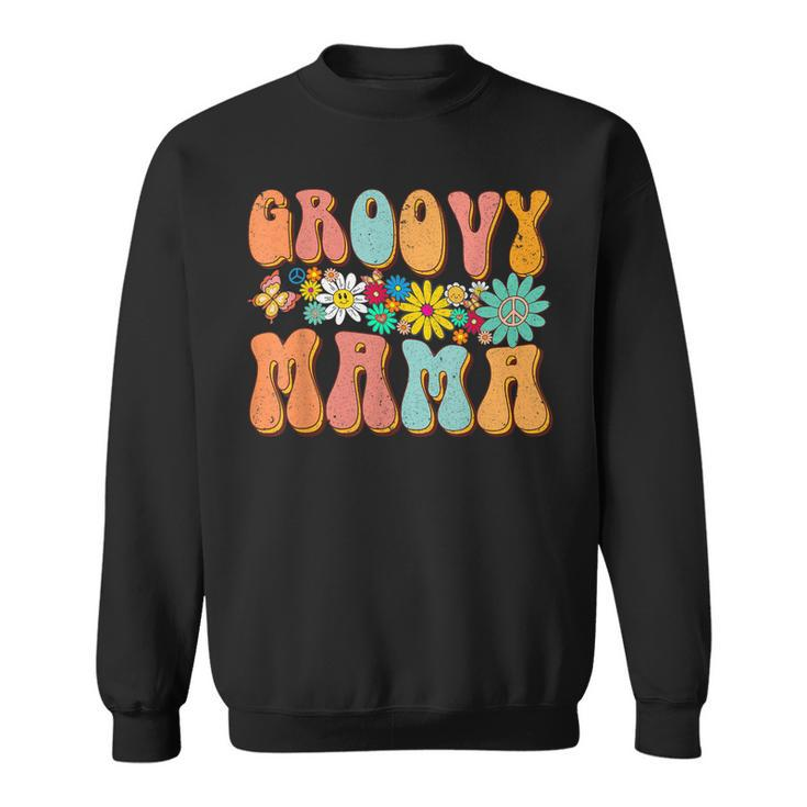 Funny Retro Groovy Birthday Family Matching Cute Groovy Mama  Sweatshirt