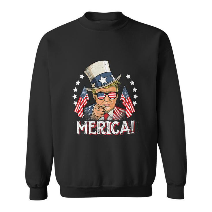 Funny Trump Merica 4Th Of July American Flag Sweatshirt