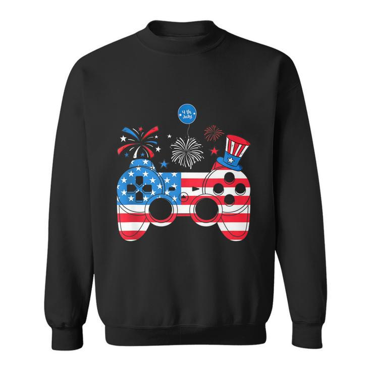 Gamer Video Gaming 4Th Of July Funny Men Boys American Flag Sweatshirt
