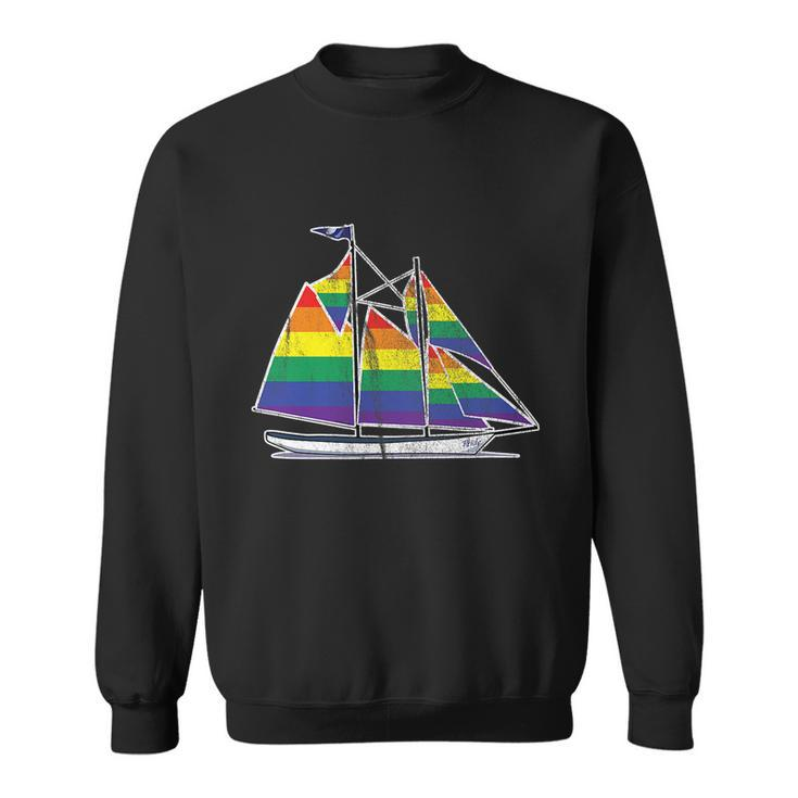 Gay Pride Sailboat Lgbt Lgbtq Rainbow Flag Sweatshirt