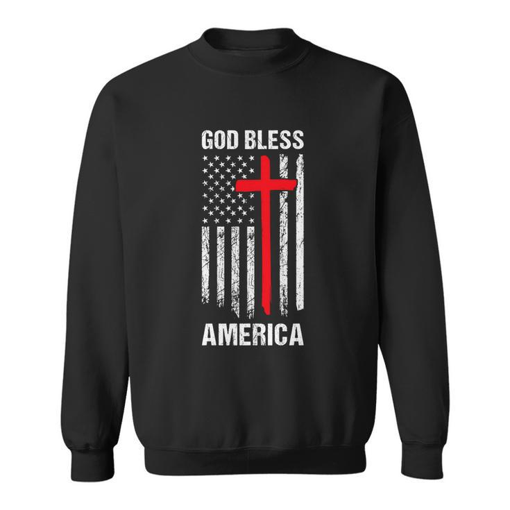 God Bless America Fourth Of July Christian Patriot Usa Flag Funny Gift Sweatshirt