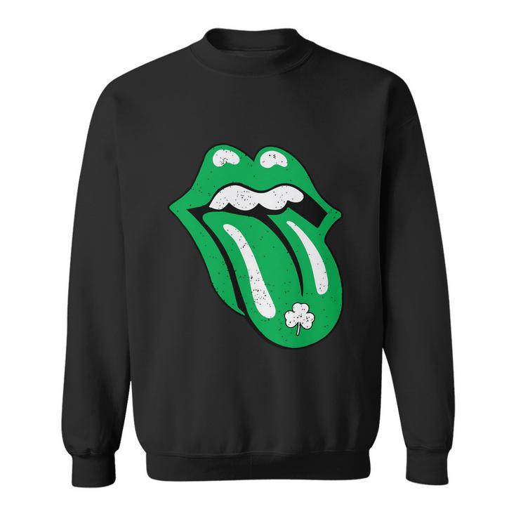 Green Lips Tongue Irish Shamrock St Patricks Day Gift Sweatshirt