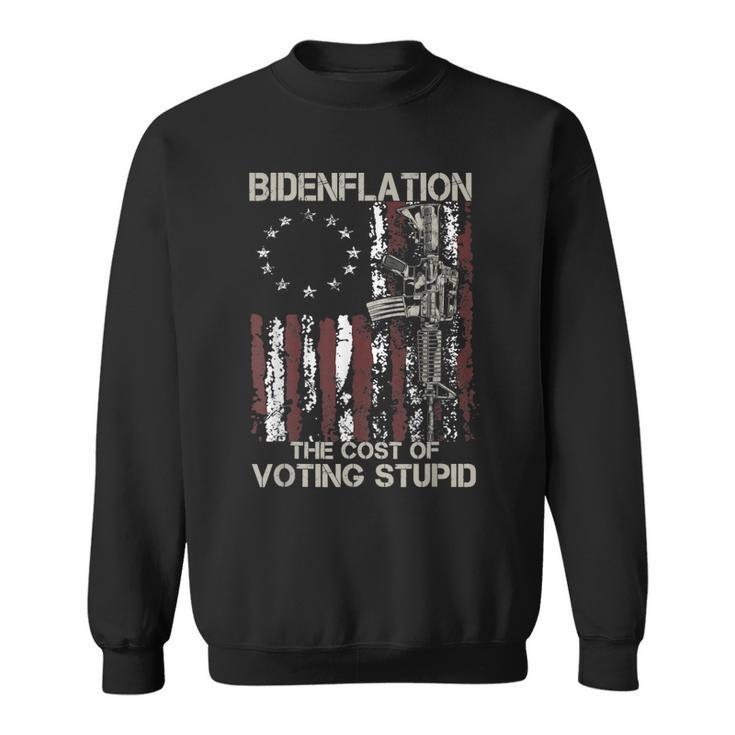 Gun Usa Flag Patriots Bidenflation The Cost Of Voting Stupid  Men Women Sweatshirt Graphic Print Unisex