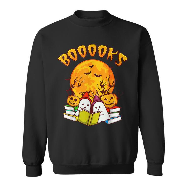 Halloween Booooks Ghost Reading Boo Read Books Library Kids  Sweatshirt