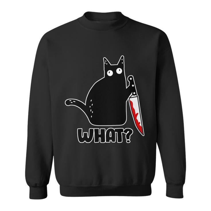 Halloween Cat What Bloody Knife Sweatshirt