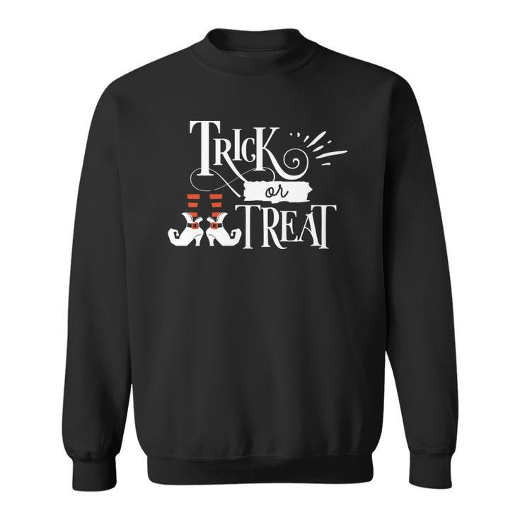 Halloween Funny Trick Or Treat Orange And White Men Women Sweatshirt Graphic Print Unisex