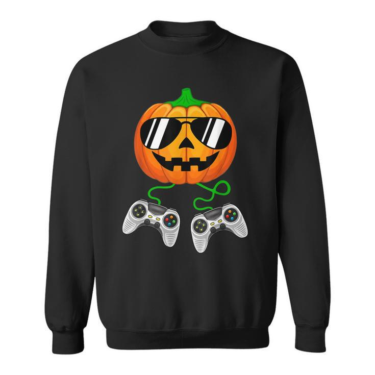 Halloween Jack O Lantern Gamer Boys Kids Men Funny Halloween  V9 Men Women Sweatshirt Graphic Print Unisex
