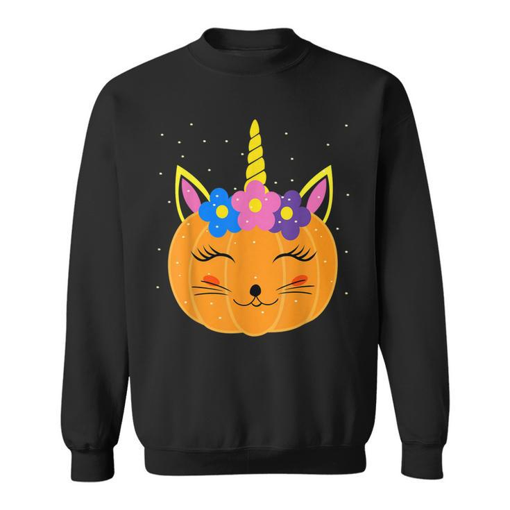 Halloween Leopard Unicorn Pumpkin Cat Funny Girls Kids Women  Sweatshirt