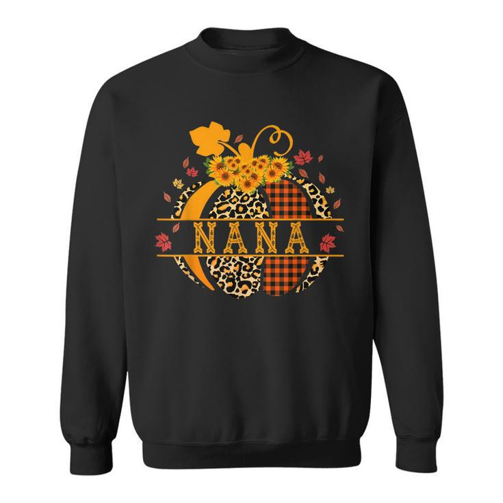 Halloween Nana Leopard Pumpkin Sunflower Grandma Buffalo  Sweatshirt
