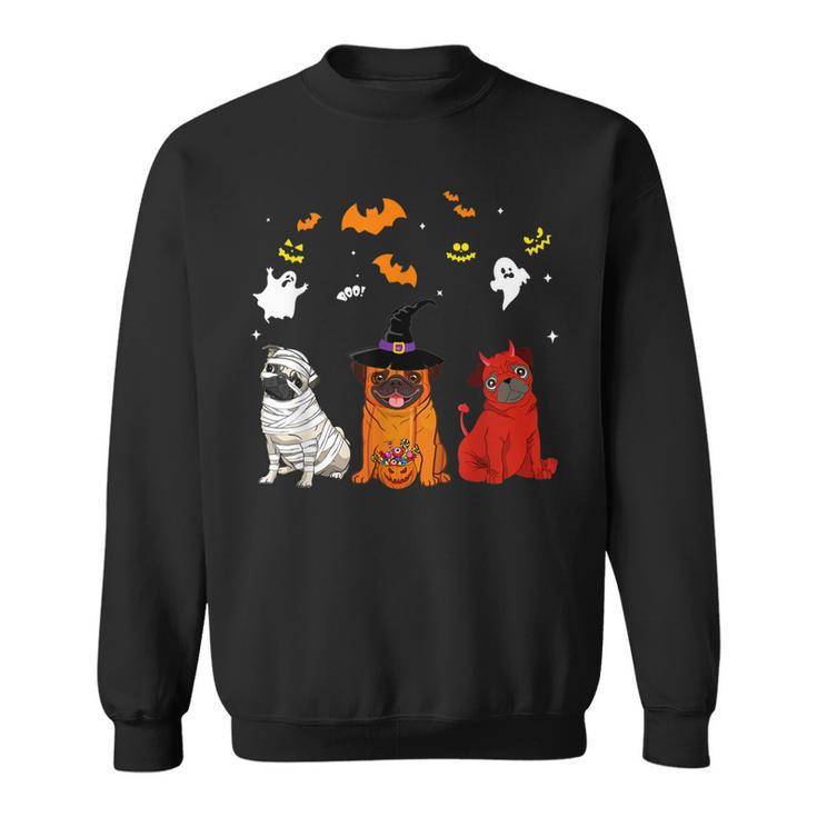 Halloween Pug Dogs Lovers Mummy Witch Demon Costumes  Sweatshirt