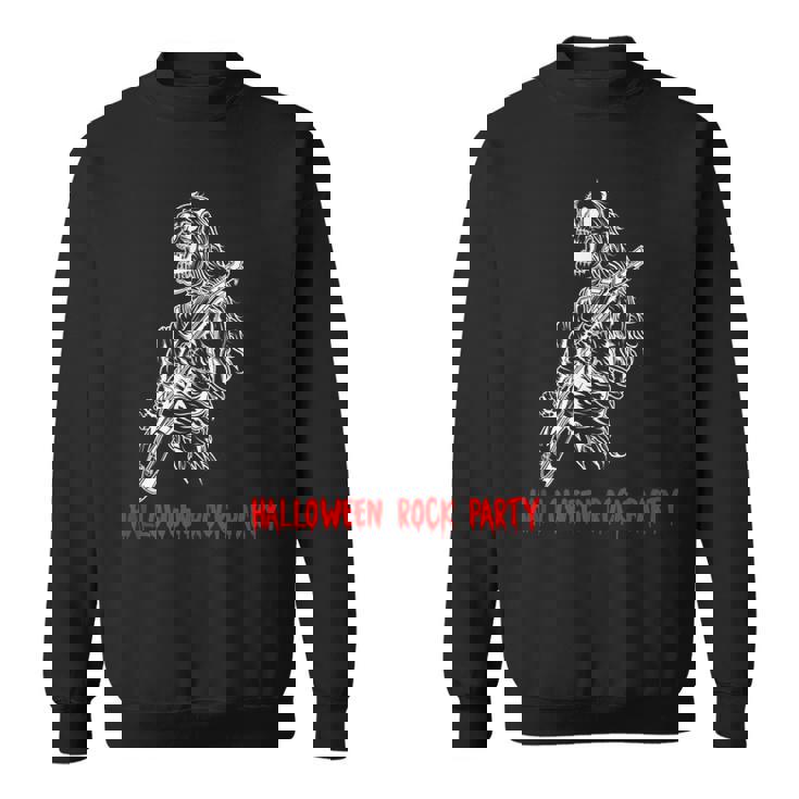 Halloween Rock Party Dancing Guitar Skeleton Playing Rock  Sweatshirt