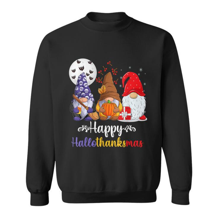 Halloween Thanksgiving Christmas Happy Hallothanksmas Gnomes  V9 Men Women Sweatshirt Graphic Print Unisex