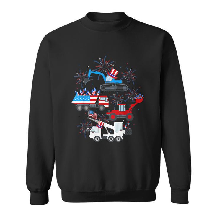 Happy 4Th Of July Crane Truck Construction Toddler Boys Sweatshirt