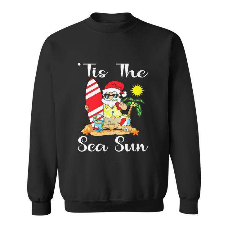 Happy Christmas In July Santa Surfing Lake Party Sweatshirt